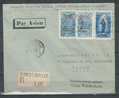 CONGO  17/07/1937 1° Liaison Aérienne Dakar / Pointe Noire Timbres Congo & Oubangui - Covers & Documents