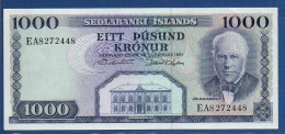 ICELAND - P.46 A10 – 1000 Krónur L. 29.03.1961 XF/AU, S/n EA8272448 - Signatures: G. Hjartarson & D. Olafsson - Islande