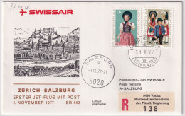 77.14.  AL - SWISSAIR Erster JET Flug Mit Post Zürich - Salzburg - Gelaufen Ab Liechtenstein - Posta Aerea