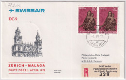 78.2.  AL - SWISSAIR Erster DC-9 Post Flug Zürich - Malaga - Gelaufen Ab Liechtenstein - Luftpost