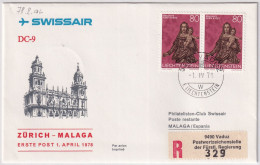 78.2.  AL - SWISSAIR Erster DC-9 Post Flug Zürich - Malaga - Gelaufen Ab Liechtenstein - Luchtpostzegels