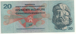 CZECHOSLOVAKIA   20 Korun  Dated 1970  P92b    Prefix H  " Jan Žižka + Scene From The Hussite Wars At Back " - Tsjechoslowakije