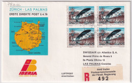 79.1.  BL - IBERIA Erster Direkter Postflug Zürich - Las Palmas - Gelaufen Ab Liechtenstein - Luchtpostzegels