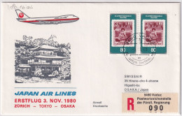 80.16. AL - Japan Air Lines Erstflug Zürich - Tokyo - Osaka - Gelaufen Ab Liechtenstein - Luftpost