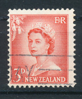 Timbre :  NEW ZEALAND, NOUVELLE ZELANDE (1956), Queen Elizabeth, 3D, Oblitéré - Usados