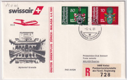 81.4. AL - SWISSAIR Erster Direktflug Zürich - Malaga - Gelaufen Ab Liechtenstein - Air Post