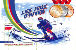 A7406 - CENTRAFRICAINE - ERROR MISPERF Stamp Sheet - 2022 - Sport  SKIING - Invierno 2022 : Pekín