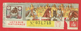 France - Billet Loterie Nationale - Oeuvres De La Société D'Encouragement - 1/10e 1943 Série B 31ème Tranche - N°031748 - Biglietti Della Lotteria