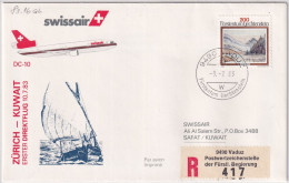 83.16. AL - SWISSAIR DC-10 Erser Direktflug Zürich - Kuwait - Gelaufen Ab Liechtenstein - Luftpost