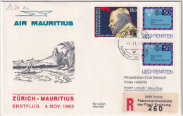 83.20. BL - Air Mauritius Erstflug Zürich - Mauritius - Gelaufen Ab Liechtenstein - Aéreo