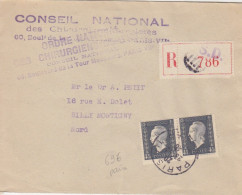 Lettre Rec. Du Conseil National Des Dentistes Obl. Paris VII Le 23/3/46 Sur 4f50 Dulac X 2 N° 696 (tarif Du 1/1/46) - 1944-45 Marianne (Dulac)