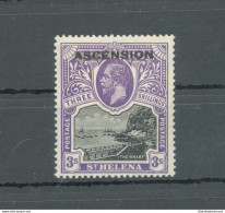 1922 ASCENSION, Stanley Gibbons N. 8 - 3 Scellini Black And Violet - MNH** - Andere & Zonder Classificatie
