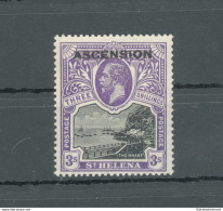 1922 ASCENSION, Stanley Gibbons N. 8 - 3 Scellini Black And Violet - MNH** - Other & Unclassified