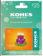 Kohl's, U.S.A., Carte Cadeau Pour Collection, Sans Valeur, # Kohls-159a - Tarjetas De Fidelización Y De Regalo