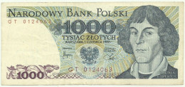 POLAND - 1000 Zlotych - 1982 - Pick 146.c - Série GT - Narodowy Bank Polski - 1.000 - Polen