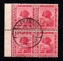 Bloc De 4 Valeurs - 5 FIVE MILLIEMES 1914 EGYPTE - 1915-1921 Protectorat Britannique