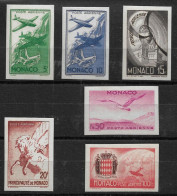 Monaco 1949 PA Série 2/7** Non Dentelée  Cote 80€. - Poste Aérienne