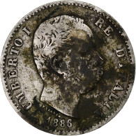 Italie, Umberto I, Lira, 1886, Rome, Argent, B+, KM:24.1 - 1878-1900 : Umberto I