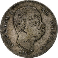 Italie, Umberto I, Lira, 1887, Milan, Argent, B+, KM:24.2 - 1878-1900 : Umberto I