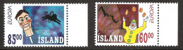 Islande Island 2002 N° 937 / 8 ** Europa, Emission Conjointe, Cirque, Clown, Trapéziste, Monsieur Loyal, Domptage, Lion - Nuovi