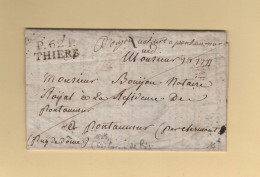 Thiers - 62 - Puy De Dome - Port Paye - 1825 - Courrier De Ris - 1801-1848: Précurseurs XIX