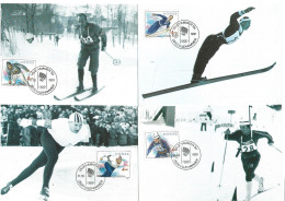 Norge Norway 1991 Olympic Games Lillehammer '94, Skiing: Cross Country , Jumping, Duatlon, Skatin, Mi Bloc 16 Maximum - Covers & Documents