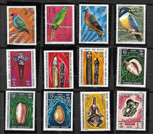 Nouvelles Hébrides 1972 OISEAUX ET COQUILLAGES Cat Yt 326 à 337 N** MNH - Nuovi