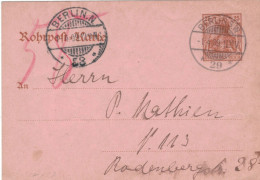 Ganzsache Rohrpost-Karte Berlin 29 > 58 - 1909 - Enveloppes