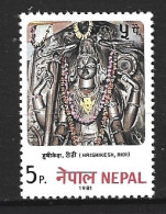 NEPAL. N°384 De 1981. Pierre Sculptée Bouddhique - Boeddhisme