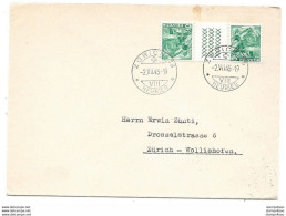 215 - 37 - Enveloppe Avec Timbre Tête-bêche/pont - Cachet à Date Zürich 1945 - Tete Beche