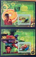Guinea 2007, Peacocks And Fruits, Two MNH S/S - Guinée (1958-...)