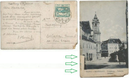 Cesckoslovensko Hradschin Imperf H.20 (#4) With Cpl Sheet Corner + Value NUMBER On PPC Bratislava 14jan1920 - Andere & Zonder Classificatie