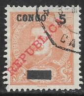 Portuguese Congo – 1910 King Carlos Overprinted REPUBLICA And CONGO 5 Réis Used Stamp - Congo Portugais