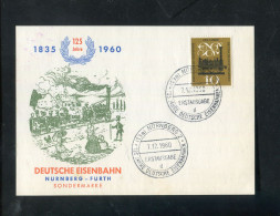 "BUNDESREPUBLIK DEUTSCHLAND" 1960, Mi. 345 "Eisenbahn" FDC (Karte) (50066) - 1948-1960