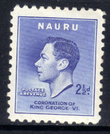 Naura 1937 KGV1 2 1/2d Blue MM Coronation SG 46 ( H370 ) - Nauru