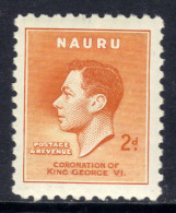 Naura 1937 KGV1 2d Orange MM Coronation SG 45 ( H759 ) - Nauru