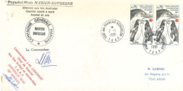 AUSTRALIAN ANTARCTIC TERRITORY - 1981, POSTED AT SEA SPECIAL COVER SIGNED BY COMMANDER J.M. LOUCHART SENT TO AVON FRANCE - Storia Postale