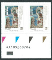 Italia 2019; Incontro Di San Francesco Con Il Sultano, Dipinto Da GIOTTO; Coppia Con Codice Alfanumerico. - Barcodes