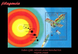 CUBA MINT. 1988-07 DÍA DE LA ASTRONÁUTICA. HOJA BLOQUE - Neufs