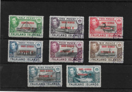 FALKLAND IS DEPENDENCIES - SOUTH GEORGIA 1944 - 1945 SET SG B1/B8 FINE USED Cat £14 - Falkland