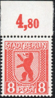 Germany 1945 Stadt Berlin 8 Pf Paper VX Plateflaw Mi XI MNH Certified Ströh Dot Next To Right Frame Line - Berlijn & Brandenburg