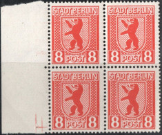 Germany 1945 Stadt Berlin 8 Pf Paper VX Plateflaw Mi III MNH Certified Ströh BPP "B"erlin With Scratch Lower Right - Berlin & Brandebourg