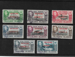 FALKLAND IS DEPENDENCIES - SOUTH SHETLANDS 1944 - 1945 SET SG D1/D8 FINE USED Cat £14 - Falkland