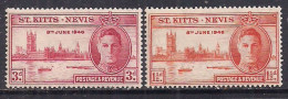 St Kitts - Nevis 1946 KGV1 Set Victory SG 78 / 9 Umm ( F417 ) - St.Cristopher-Nevis & Anguilla (...-1980)