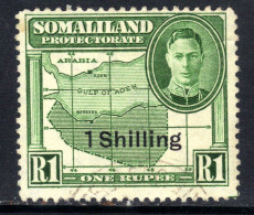 Somaliland 1951 KGV1 1/-d Ovpt On 1 R Green Fine Used SG 132 ( M641 ) - Somaliland (Protectorate ...-1959)