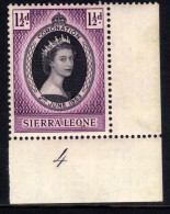 Sierra Leone 1953 QE2  1 1/2d Coronation MM SG 209 ( K756 ) - Sierra Leone (...-1960)