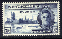 Seychelles 1946 KGV1 30ct Blue Victory SG 151 Umm ( J1019 ) - Seychellen (...-1976)