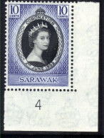 Sarawak 1953 QE2 10ct Coronation MM SG 187 ( J1357 ) - Sarawak (...-1963)