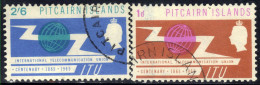 Pitcairn Islands 1965 QE2 Set ITU Centenary Used SG 49 / 50 ( J744 ) - Pitcairn Islands