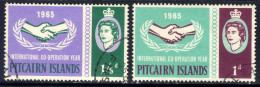 Pitcairn Islands 1965 QE2 Set Co-Operation Year Used SG 51 / 52 ( K352 ) - Pitcairn